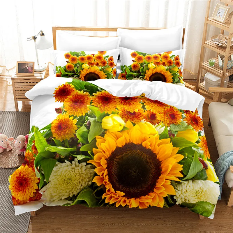 Sunflower Queen Digital Printed Bedding Set For Kids King Size Wildflower Duvet Cover And Bed Linen From Homepro12 11.08 DHgate.Com