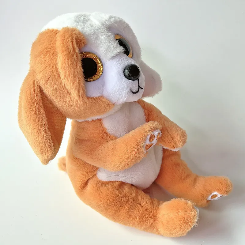 DHgate Christmas Gift 15cm Ty Beanie Bellie Big Eyes Stuffed Plush Toy Soft Cute Animal Doll Brown White Dog Ruggles Home Garden