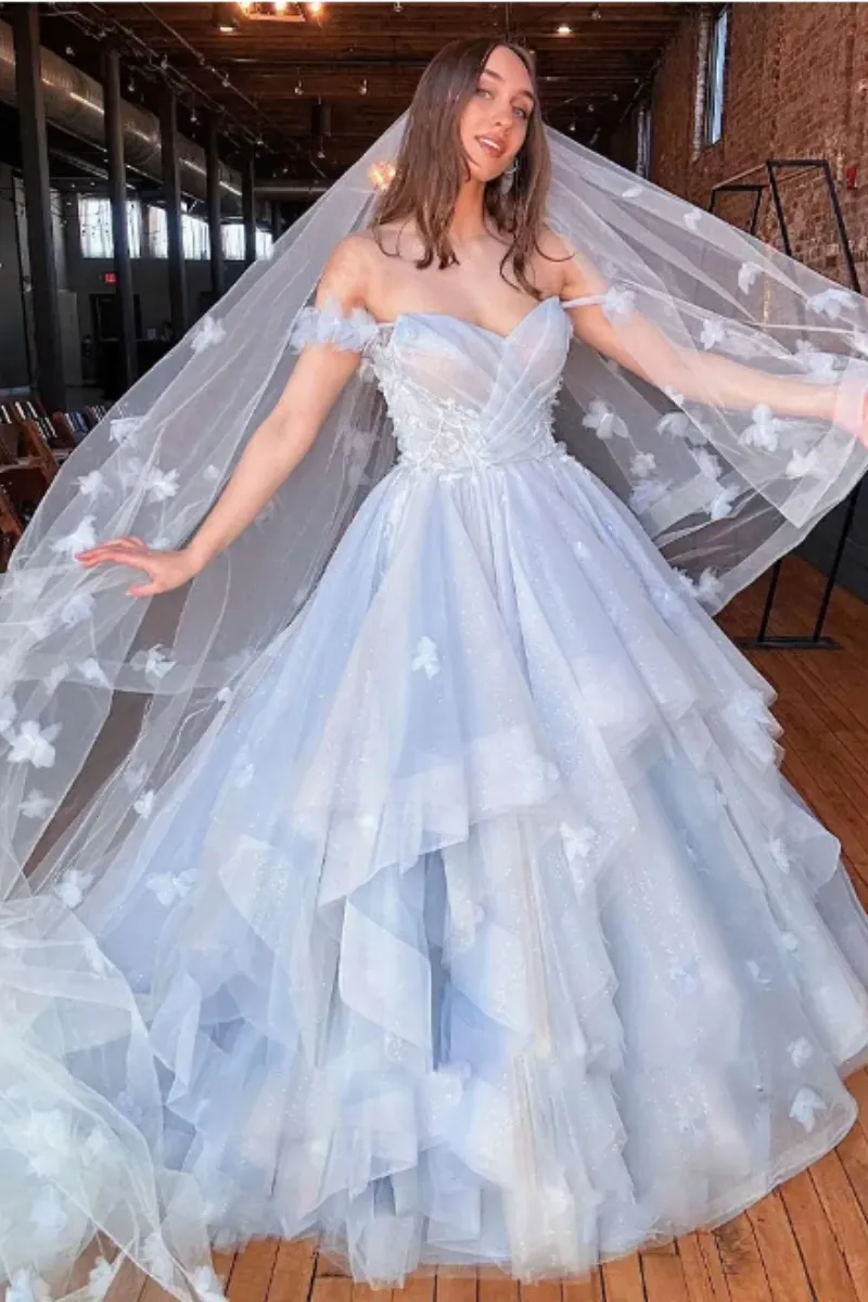 Spaghetti Straps Ball Gown Prom Dresses With Handmade Flowers Spaghetti Straps Ball Gown Prom Dresses With Handmade Flowers