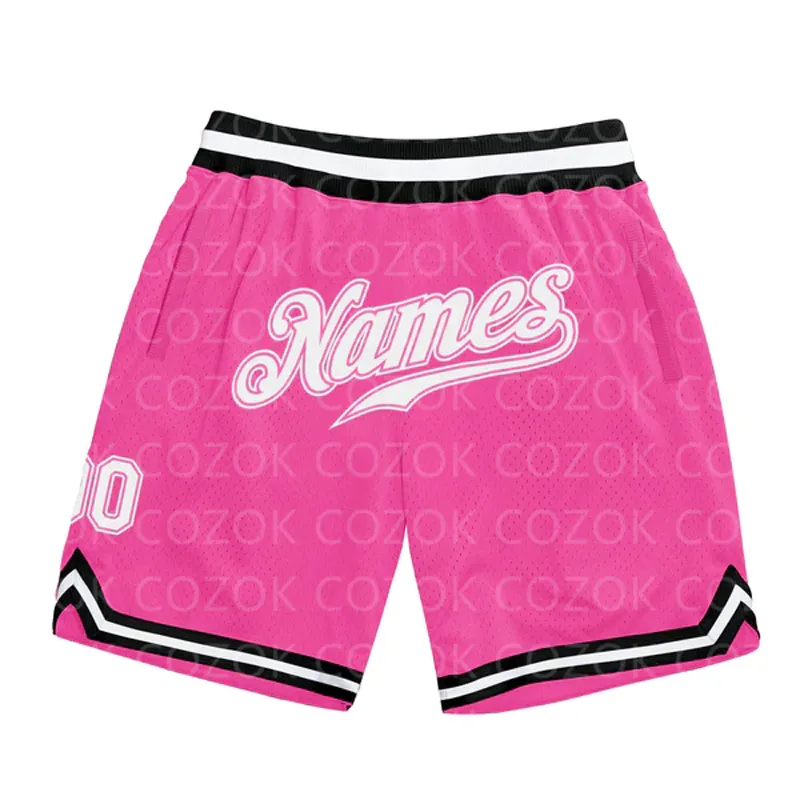 Custom Pink Black Authentic Basketball Shorts 3D Printed Men