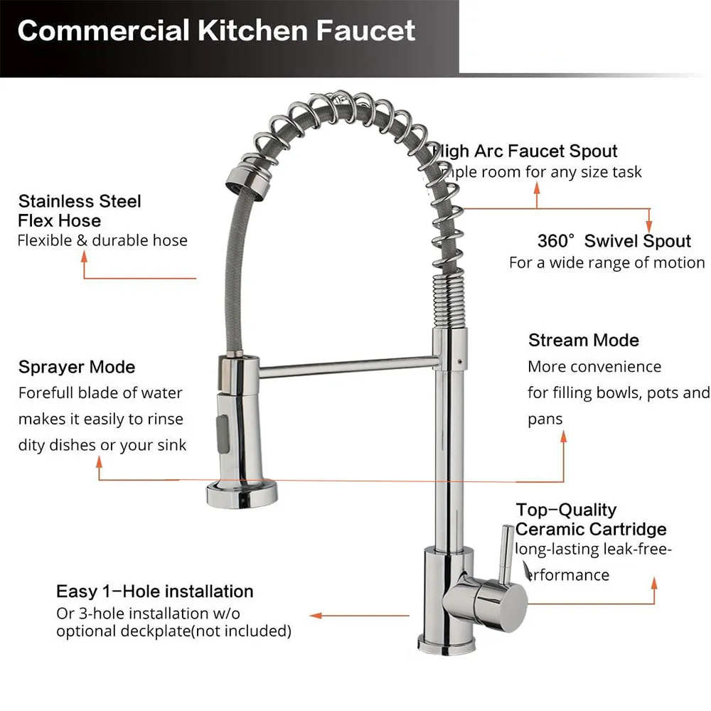 Commercial Industrial Spring Pull Down Kohler Kitchen Sink Faucets Faucet With Single Handle Water Filter Mixer Tap By KEMAIDI From Ddmyearth 75.88 DHgate.Com