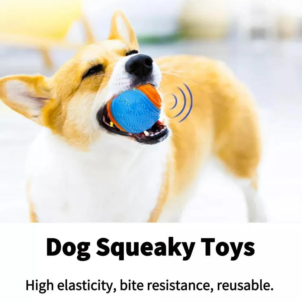 Durable Dog Squeaky Ball Toy Rubber, Bouncy, Chew Resistant, Puppy  Training, Teeth Cleaning