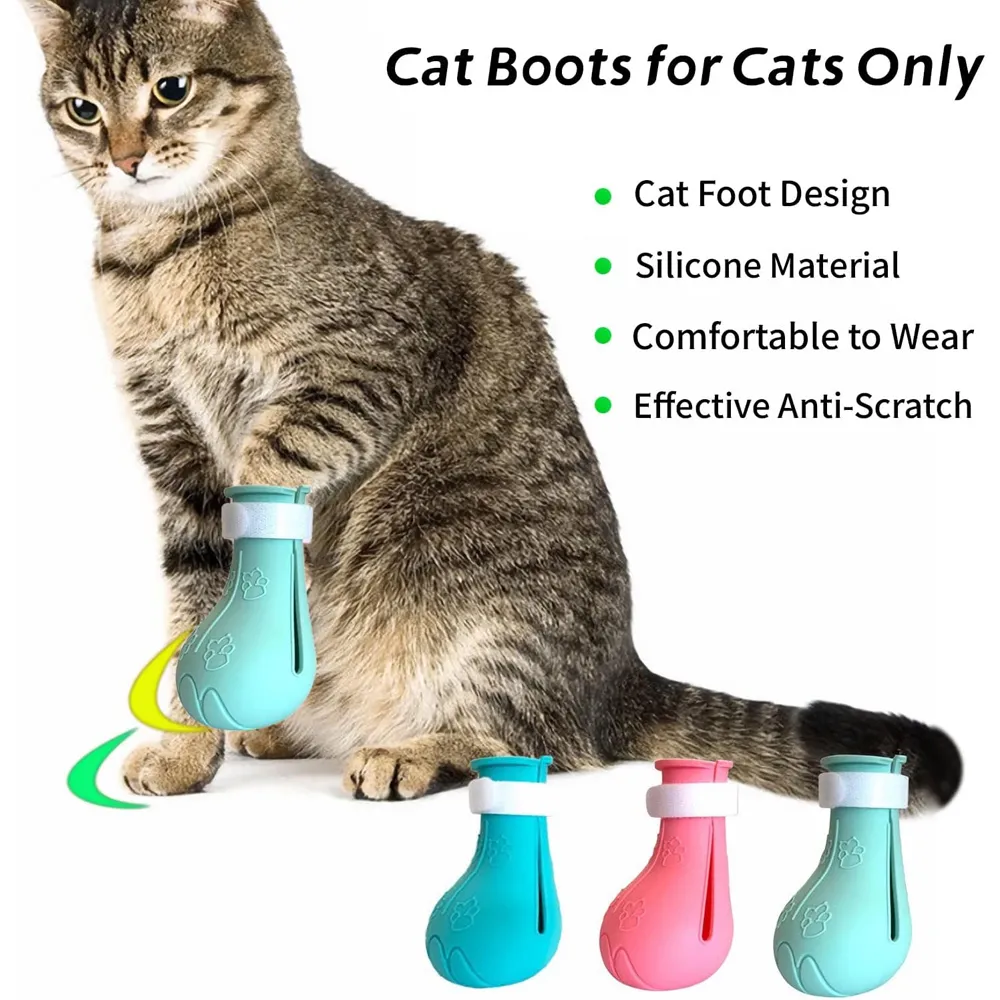 Silicone Cat Shoes for Kitten Grooming Bath Anti Scratch Shoes Adjustable Cat Boots Cut Nails Washing Cats Claw Protector Cover