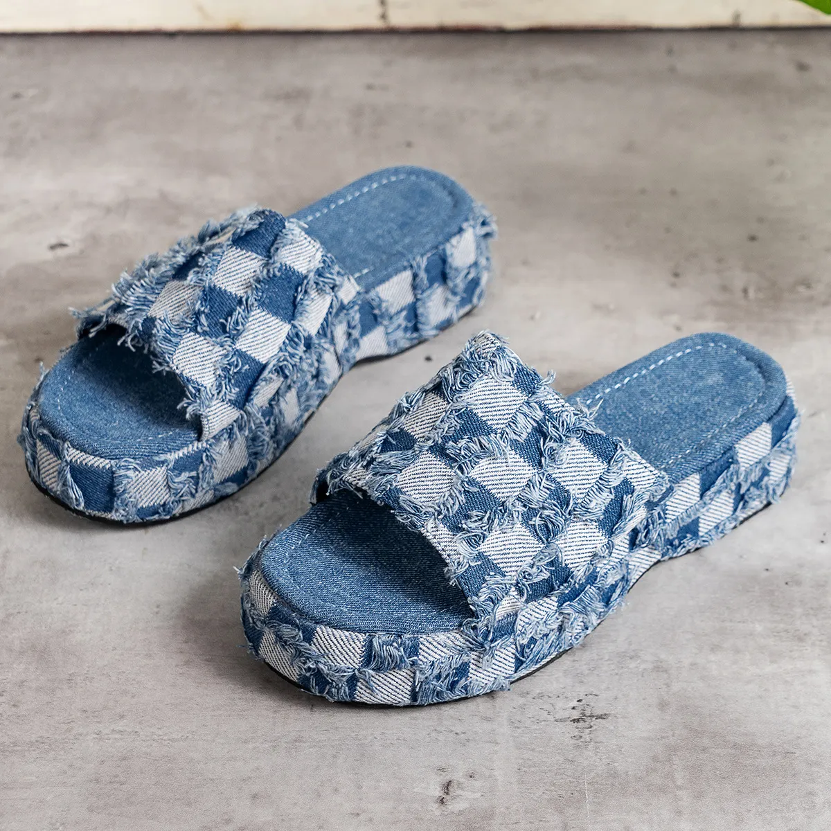 【NONCODE】Forton Denim Platform Slippers DHgate.com:Womens Denim Platform Slippers | Summer 2024 Open