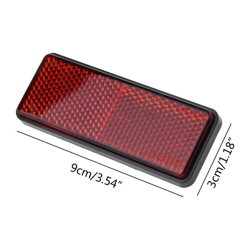 2-Pack Motorcycle Scooter Quad Rectangle Red Reflective