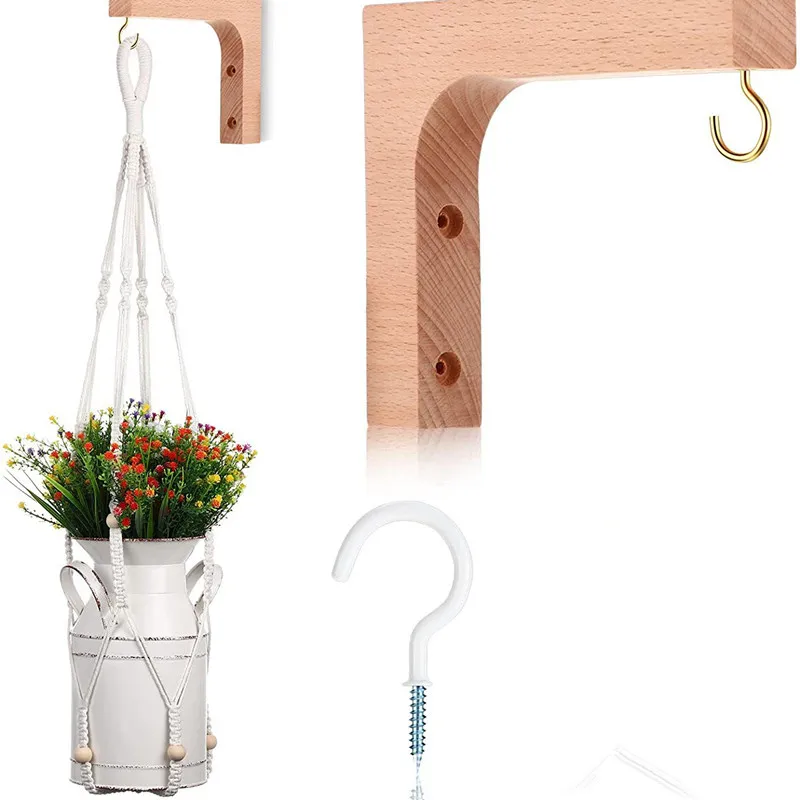 plants stands indoor VivaStyle Plant Stand, Macrame & Wood, Hanging Plant Stand, 32" H, Set of 2