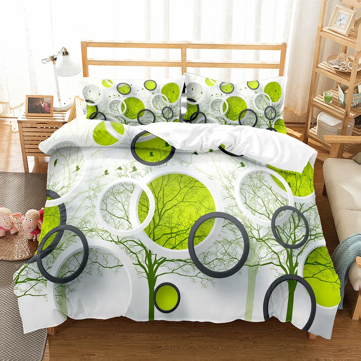 DHgate Microfiber Floral Geometric Duvet Cover Set Bedding Single Twin King Queen Comforter Cover for Girls Teens Adults Home Garden