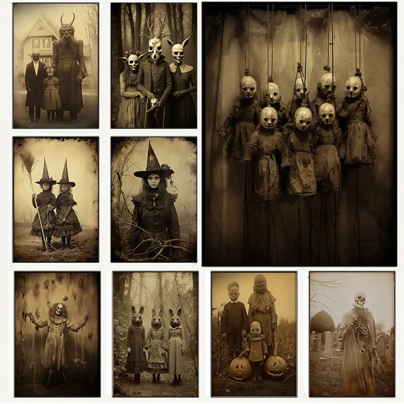 ゴシックハロウィーンの装飾アートキャンバス：マカブレマリオネット