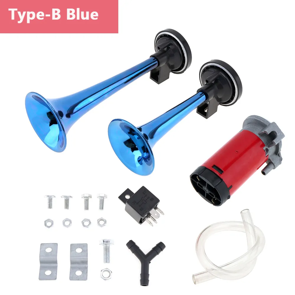 12V Dual Tone Vehicle Horn Set Super Loud Air Horn With Trumpet