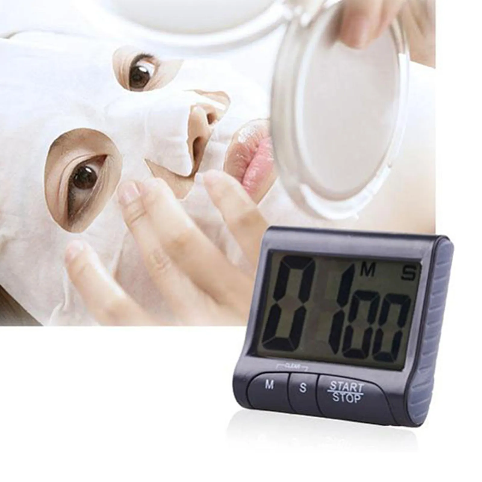Magnetic Digital Kitchen Timer – White LCD, Loud Alarm, Countdown – Unbranded