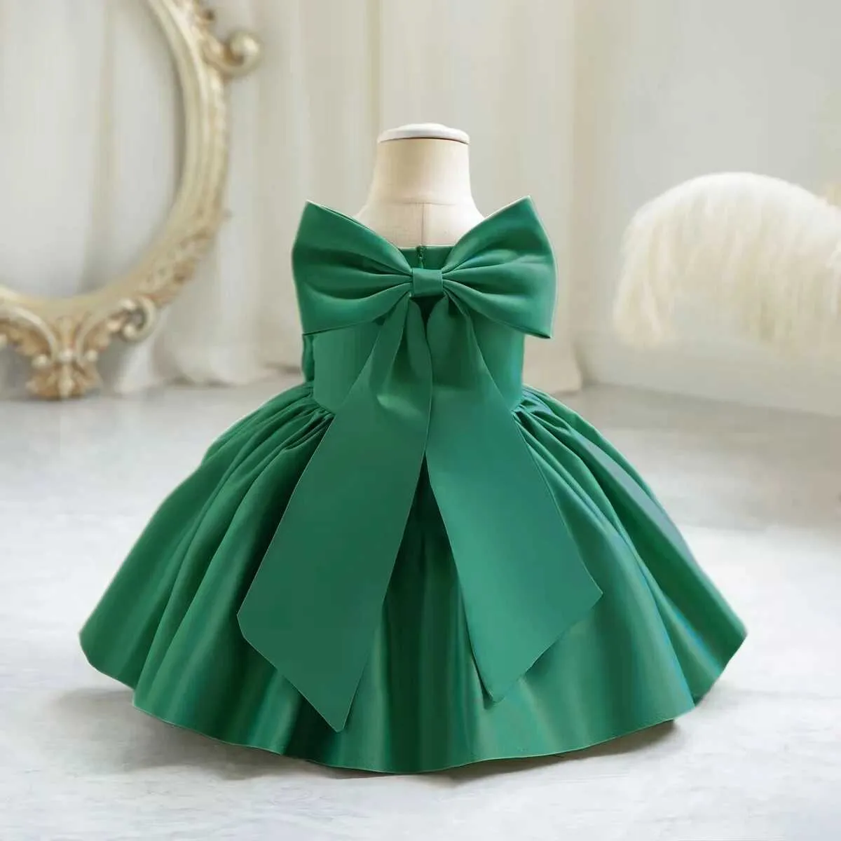 slim fit dress slacks Carriage Boutique Green Velvet Short Sleeve Baby & Toddler Girl Dress main image 1