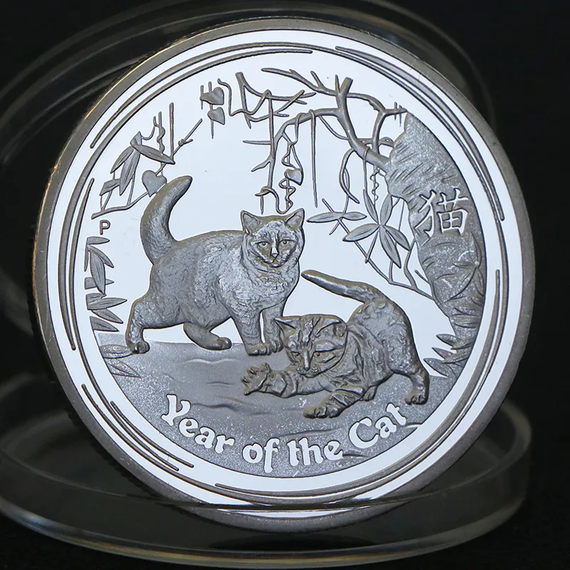 silver CAT出品2本セット Cat Silver Gold Animal Coin Japanese Australia Elizabeth II