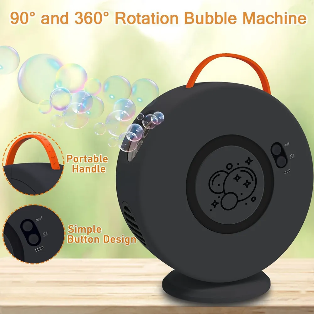 Rotating Bubble Rechargeable Bubble Machine For Kids Automatic 90°/360° Rotating ...