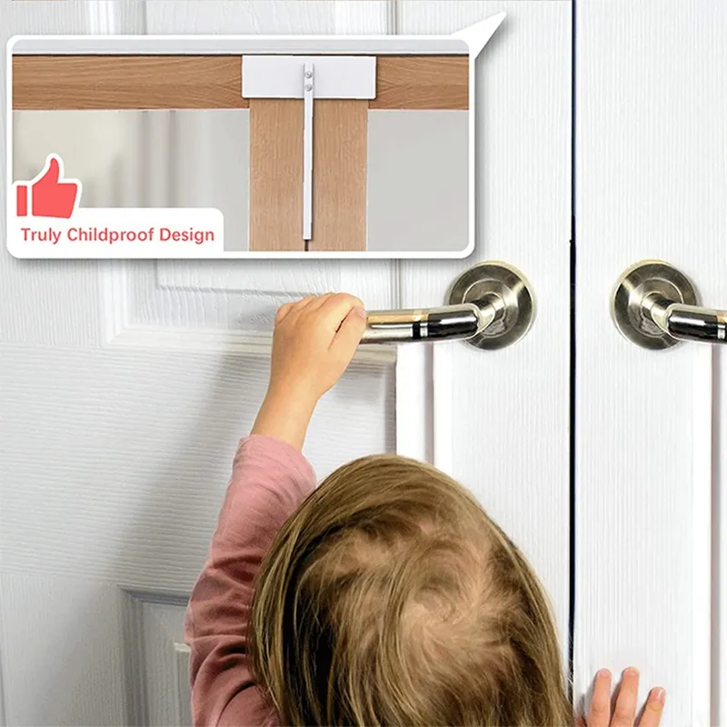 Bifold Door Lock Metal Child Safety Locks for Double Doors Keep Toddlers Cats Dogs Away from Cabinets Closets Easy Install Black