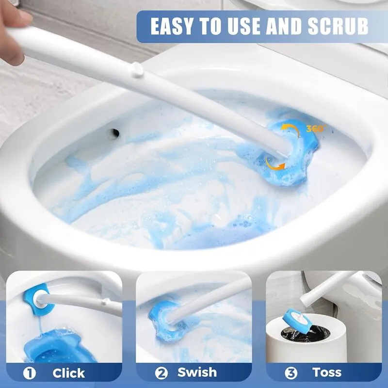 Brosse De Toilette, Jetable, Avec Têtes De Rechange Pour Tige De Toilette, Brosse WC Avec Recharge De Nettoyant Et éponge (36 Têtes De Rechange (jaune Violet