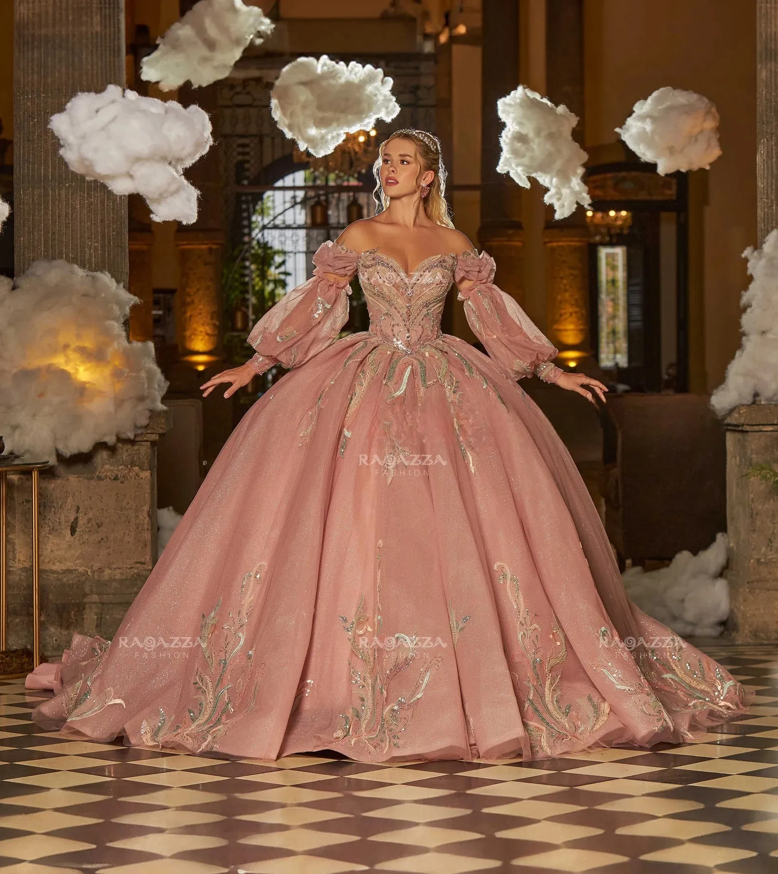 Pink Quinceanera Dresses Ball Gown Long Sleeve Lace-up Back Sequined Fabric Beading Appliqu from Dhgate Quinceanera Dresses - price 189.55 Pink Quinceanera Dresses Ball Gown Long Sleeve Lace-up Back Sequined Fabric Beading Appliqu from Dhgate Quinceanera Dresses - price 189.55