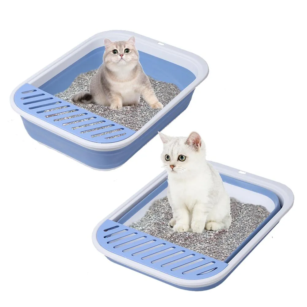 Collapsible Cat Litter Box Open Kitten Potty Pan Travel Litterbox