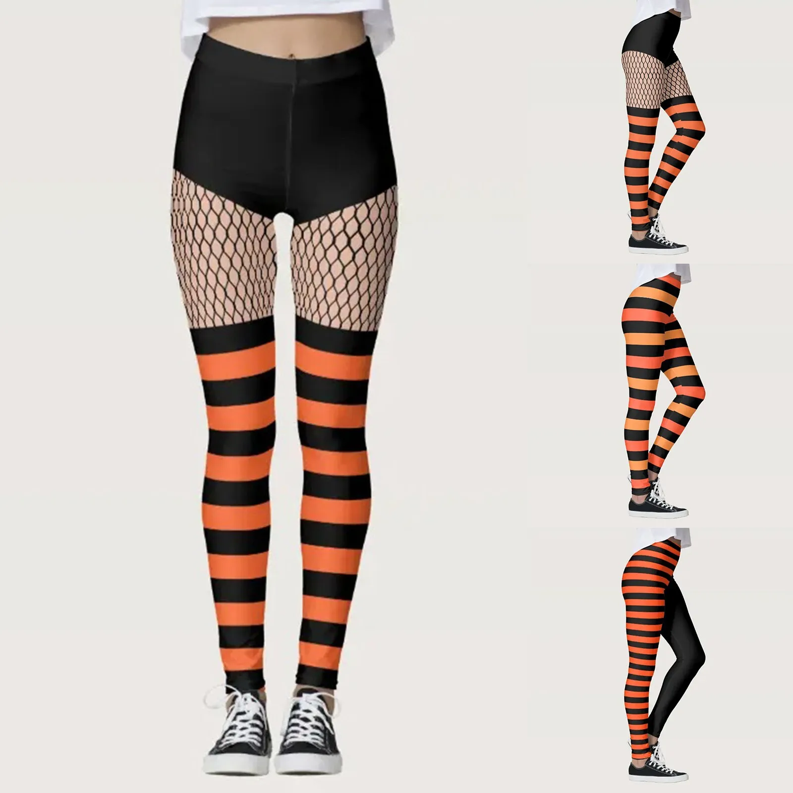Orange and black striped leggings store