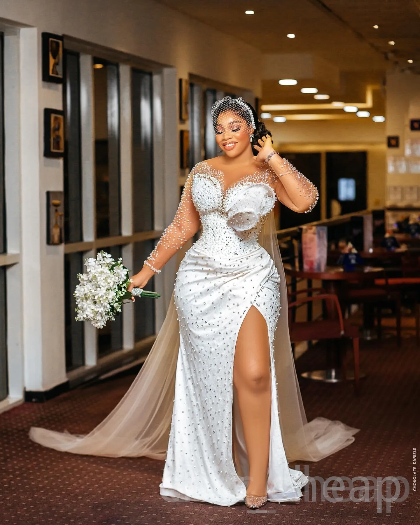 White dress with split on sale