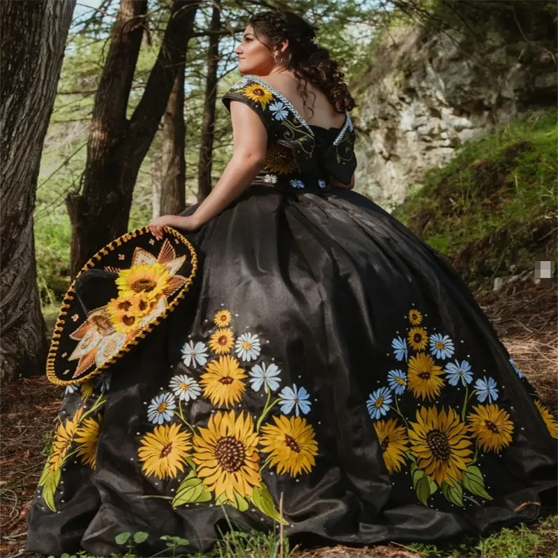 Prom dress with sunflowers hot sale