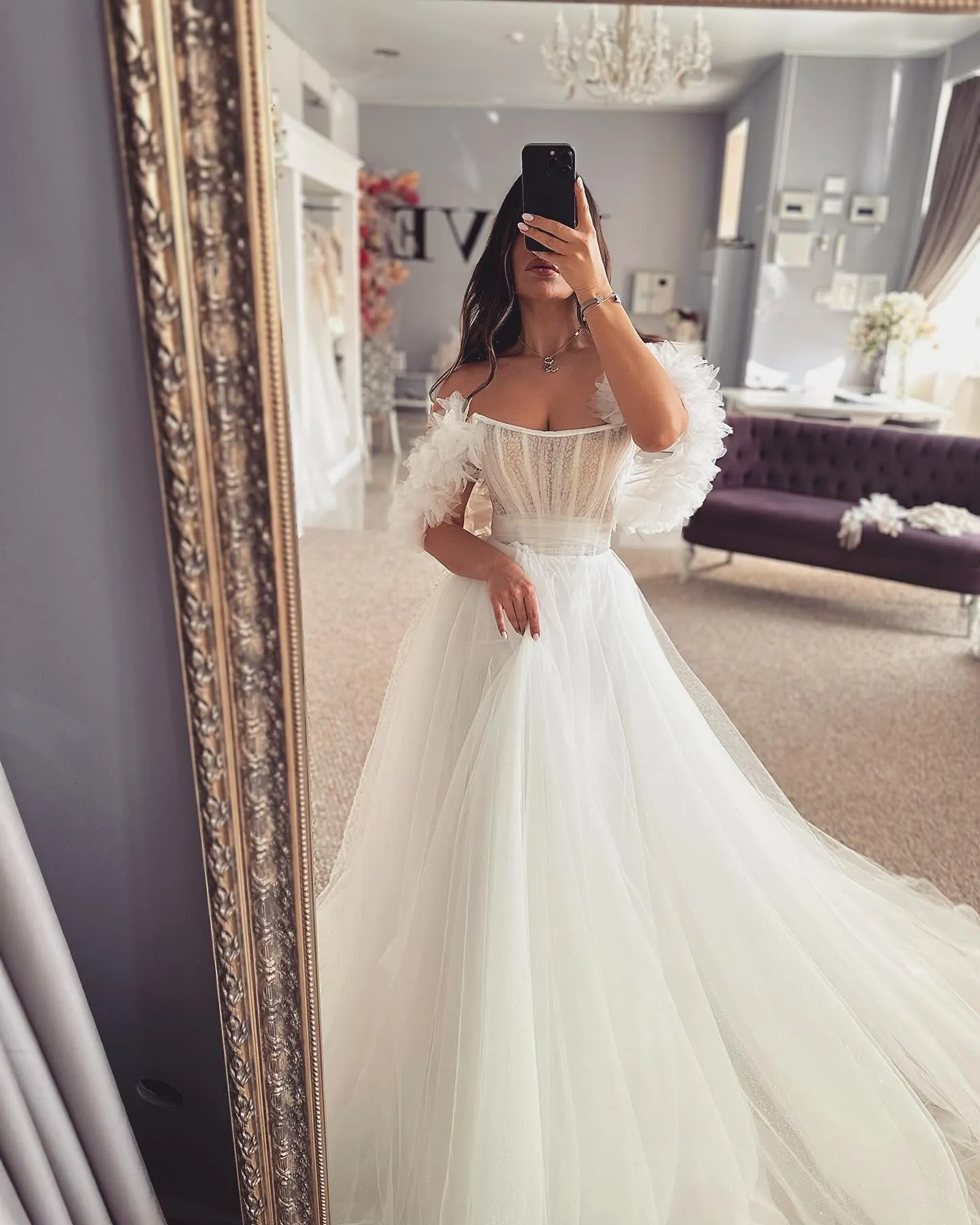 Boho Off Shoulder A Line Wedding Dress With Tulle Skirt And Bodice Perfect For Country Weddings And Bridal Gowns From Classicalforever 197.37 DHgate.Com