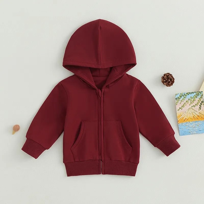 Solid Color Zip Up Hoodie For Toddler Boys And Girls Long Sleeve Hooded Zip Up Sweatshirt Jacket With Pocket From Ddmymay 25.02 DHgate.Com