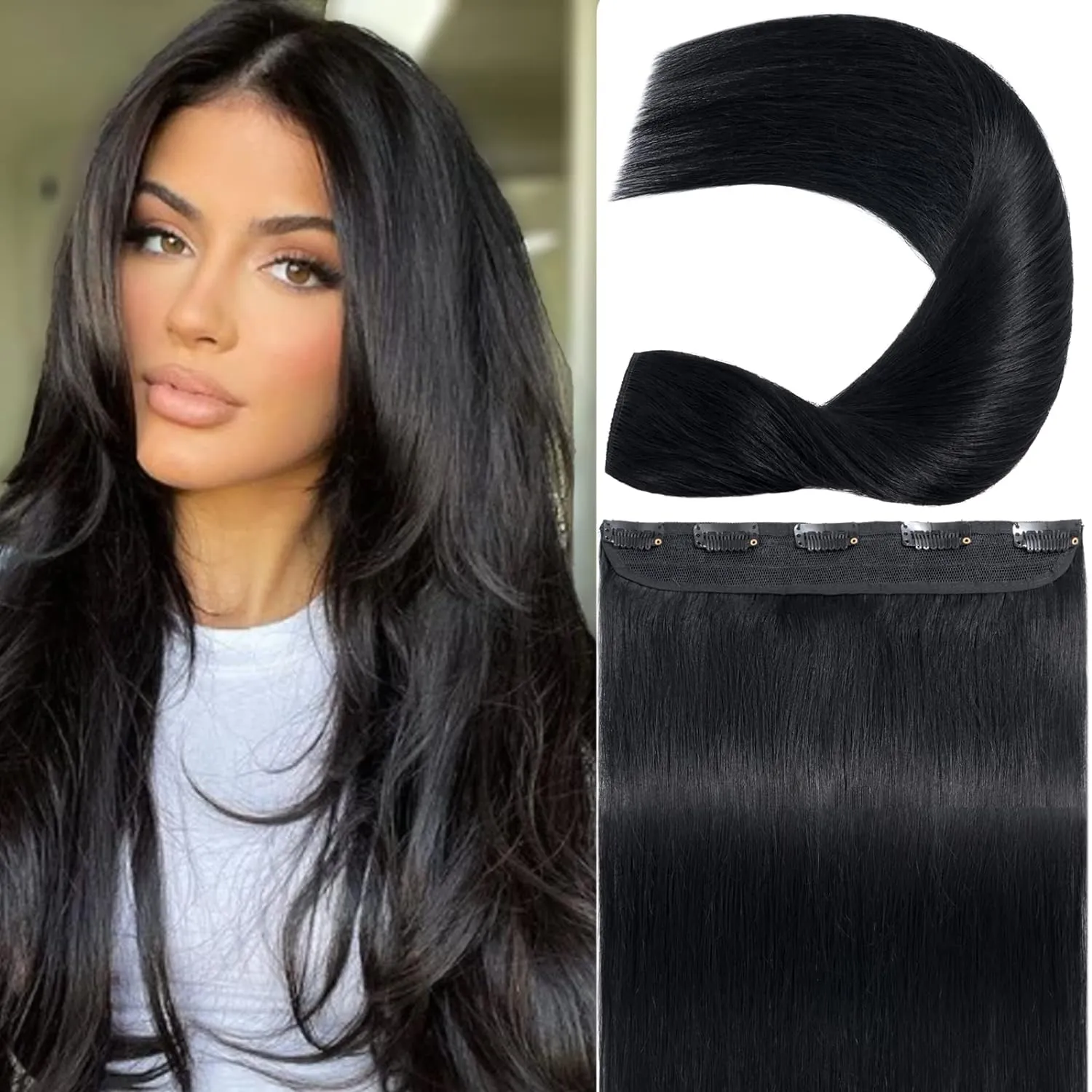 Human hair extensions one piece sales