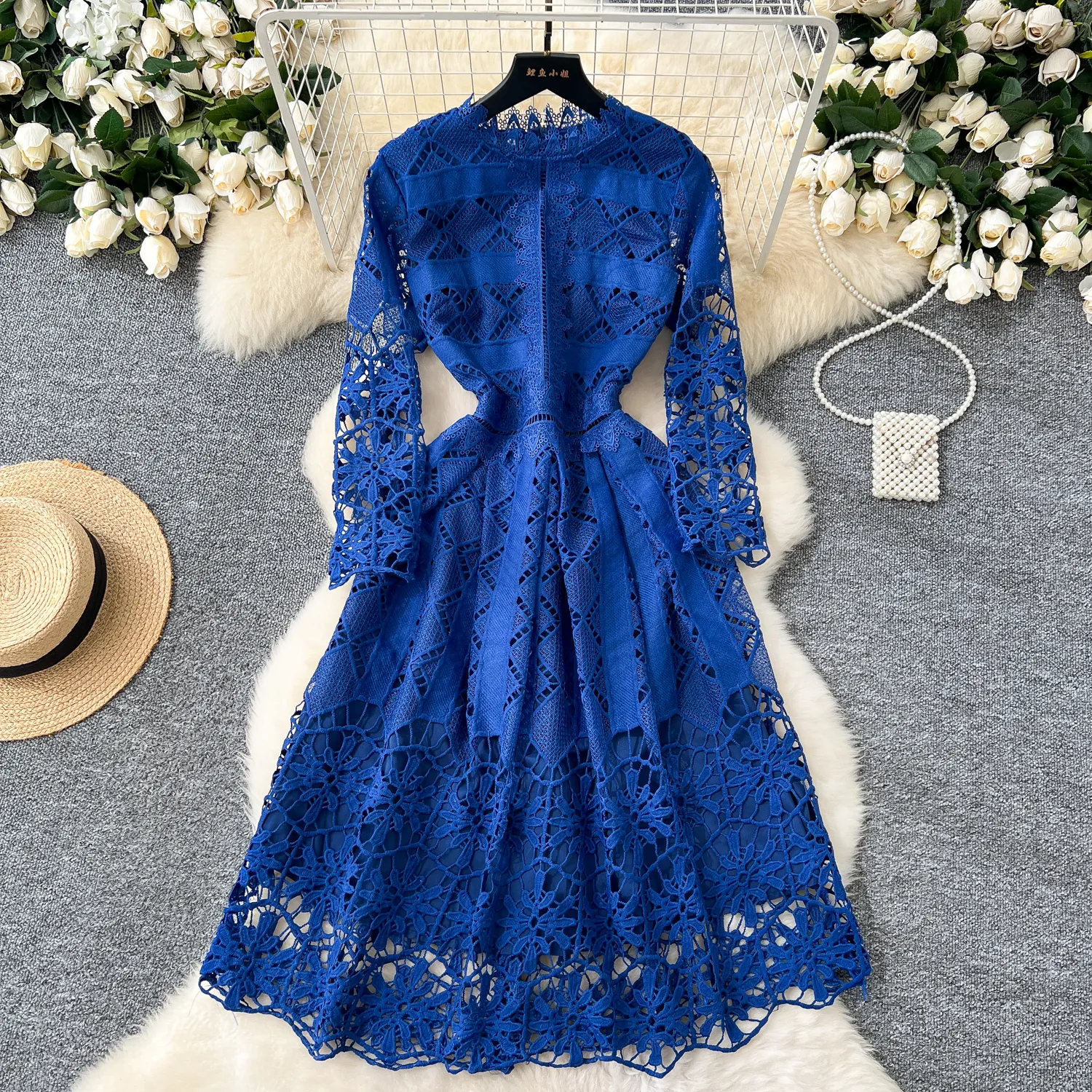 Basic Casual Dresses Elegant Water Soluble Lace Flower Embroidery Hollow  Out Midi Dress Womens O Neck Short Sleeve Solid Color Casual Office Vestido  2025 From Xiongstore, $37.19 | DHgate.Com