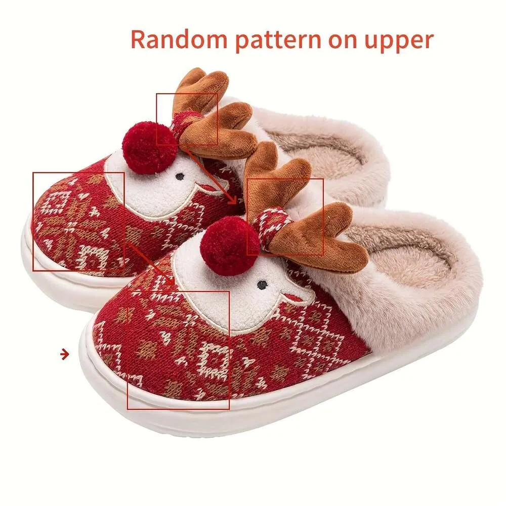 Christmas Reindeer Slippers Christmas House Shoes For Adults Pair