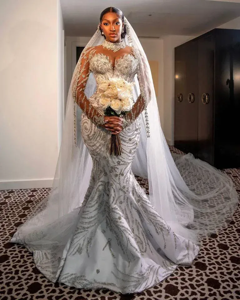 Luxury Crystal Wedding Dresses High Neck Sequins... From Queenshoebox,  $198.94 | DHgate.Com