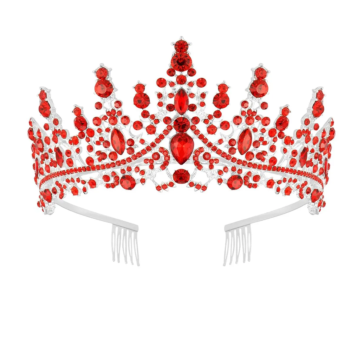 Big queen crystal crown Luxury Rhinestone Droplet Big Cubic Zirconia Queen Tiara  main image 4