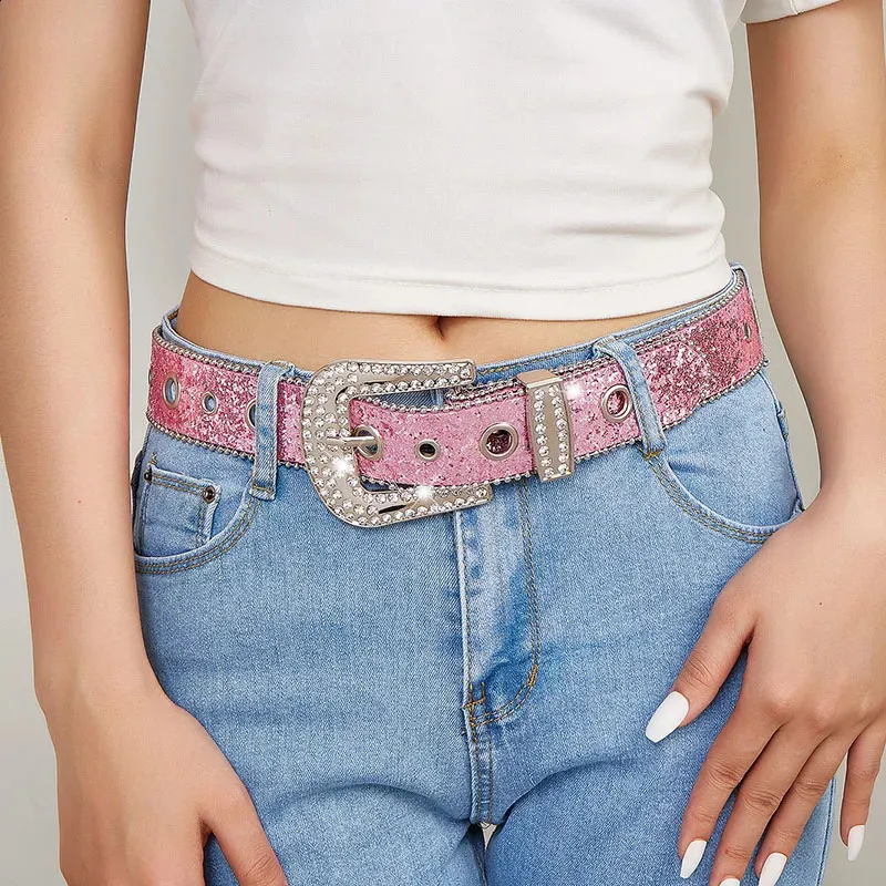 Pink Sequin Rhinestone Belt For Women Y2K Pin... From Fan03  display picture 3