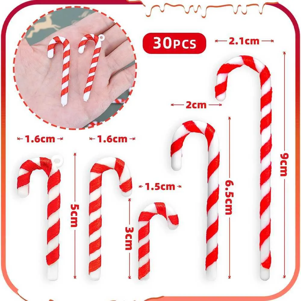 Christmas Candy Canes Xmas Tree Hanging Twisted Mini Crutch Pendant Ornament New Year Par Home Decor Kids Toy Noel GiftsXJ241206