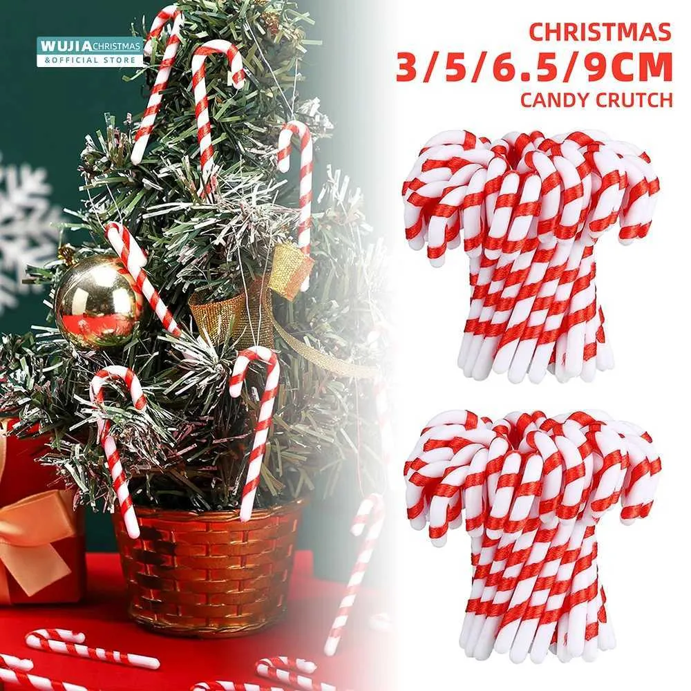 Christmas Candy Canes Xmas Tree Hanging Twisted Mini Crutch Pendant Ornament New Year Par Home Decor Kids Toy Noel GiftsXJ241206