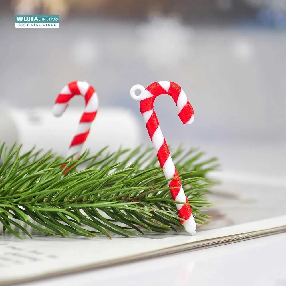 Christmas Candy Canes Xmas Tree Hanging Twisted Mini Crutch Pendant Ornament New Year Par Home Decor Kids Toy Noel GiftsXJ241206