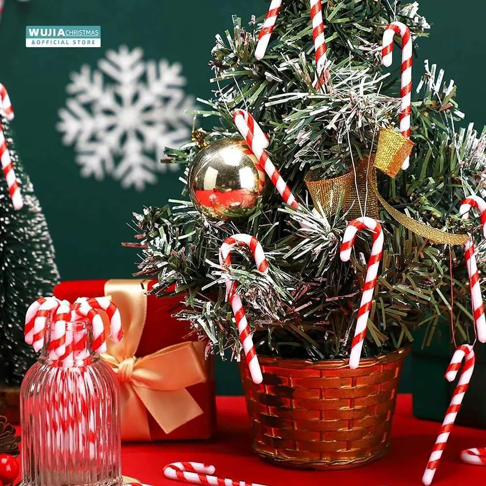 Christmas Candy Canes Xmas Tree Hanging Twisted Mini Crutch Pendant Ornament New Year Par Home Decor Kids Toy Noel GiftsXJ241206
