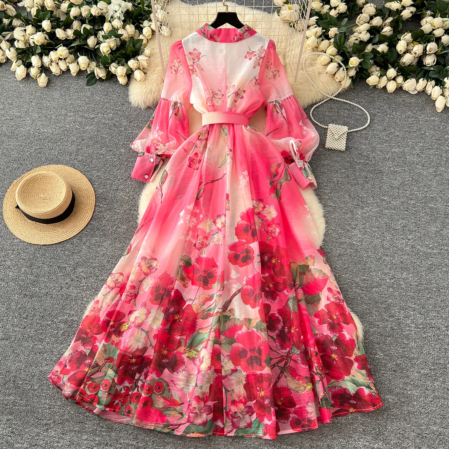 Casual Dresses 2025 Spring Holiday Gorgeous Flower Maxi Dress