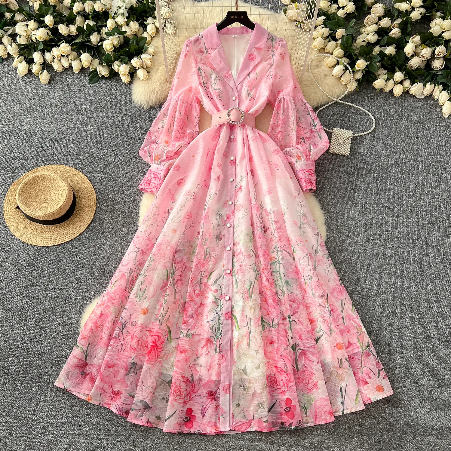 ヌキテパ event FLOWER SLEEVE DRESS Ｍ Cotton Voile Foil Flower Print Sleeve Dress | Pasand by ne