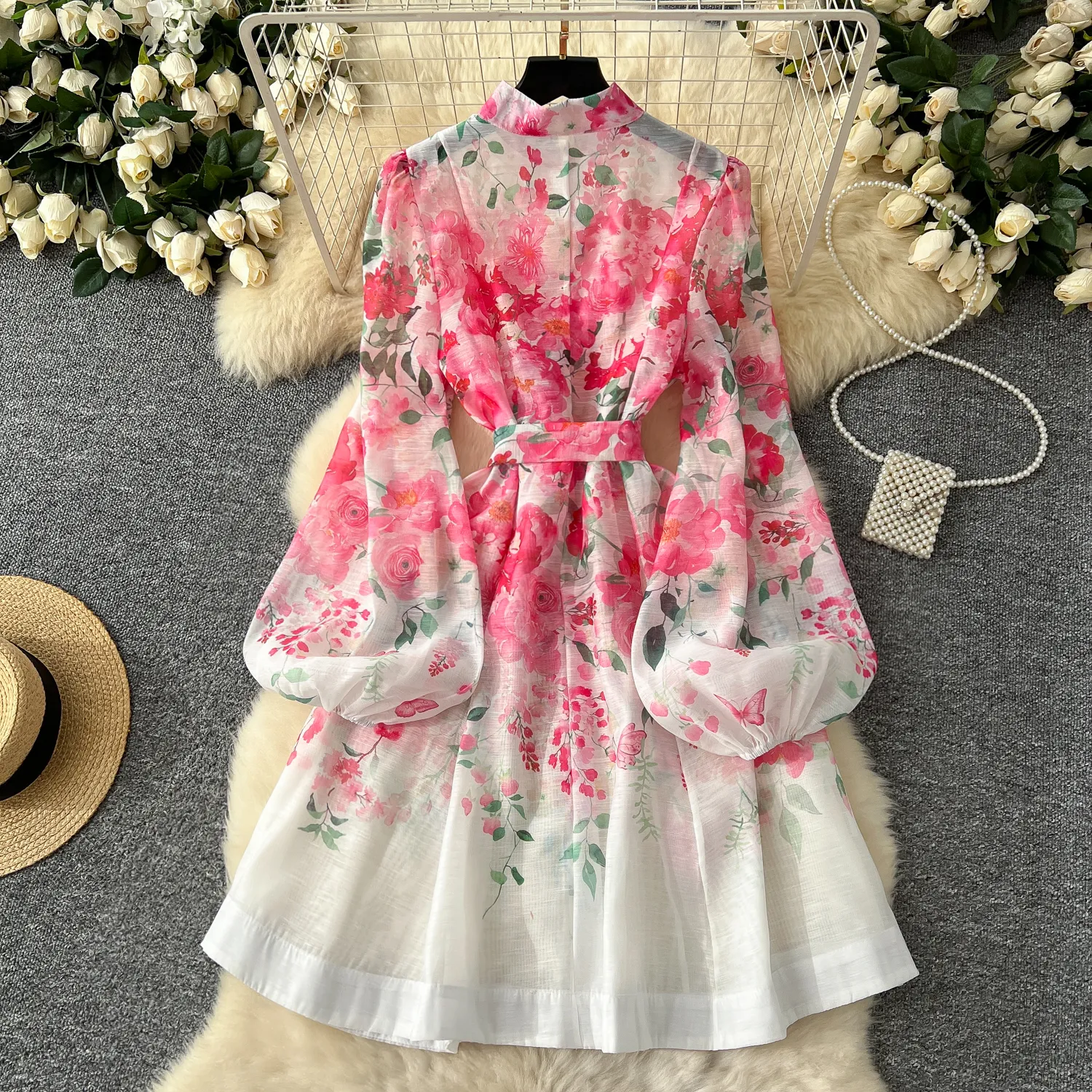 open lace back dress Arlette Floral Organza Gown 6
