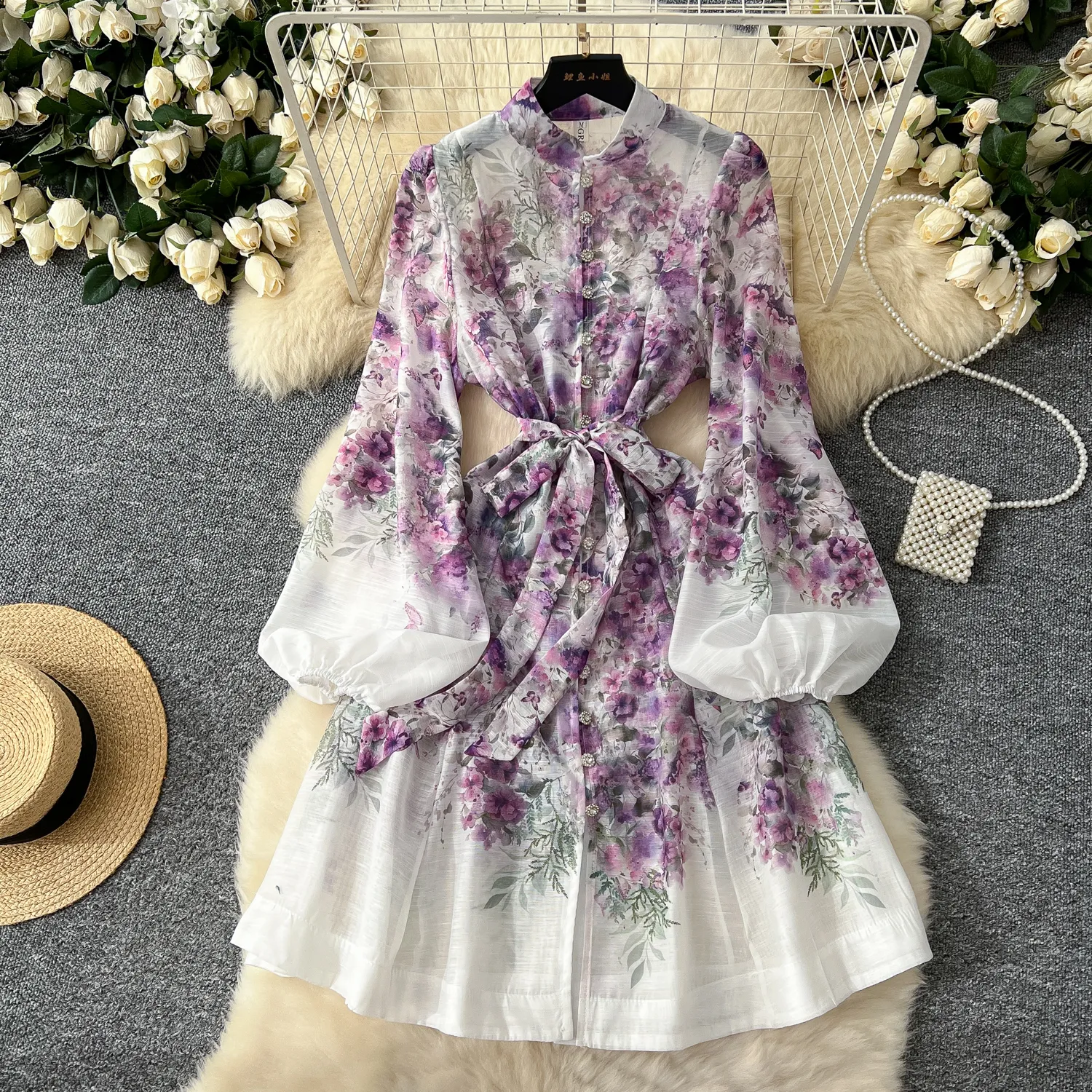 open lace back dress Sophia Floral Organza Dress