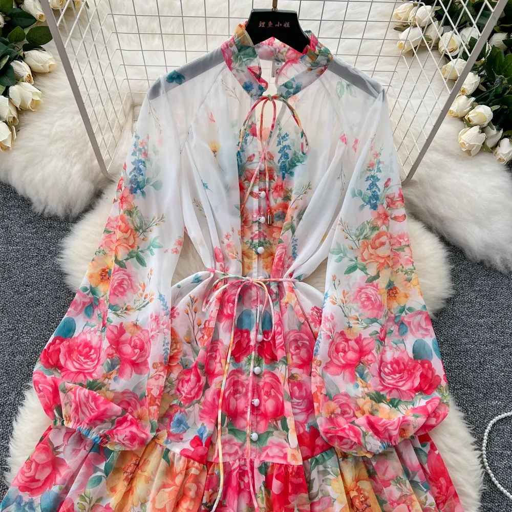 Vintage RAL Chiffon Short Floral Print Dress for Women - Perfect for Summer and Autumn Holidays and Parties - Vestidos 2025 Vintage RAL Chiffon Short Floral Print Dress for Women - Perfect for Summer and Autumn Holidays and Parties - Vestidos 2025