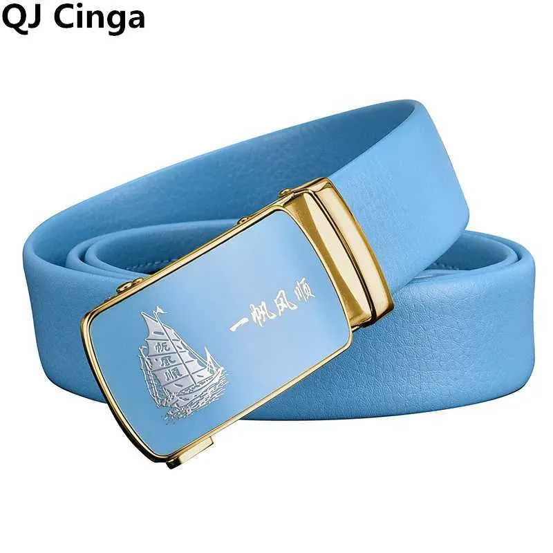 QJ CINGA Automatic Buckle Belt For Men Sky Blue, Gold  display picture 2