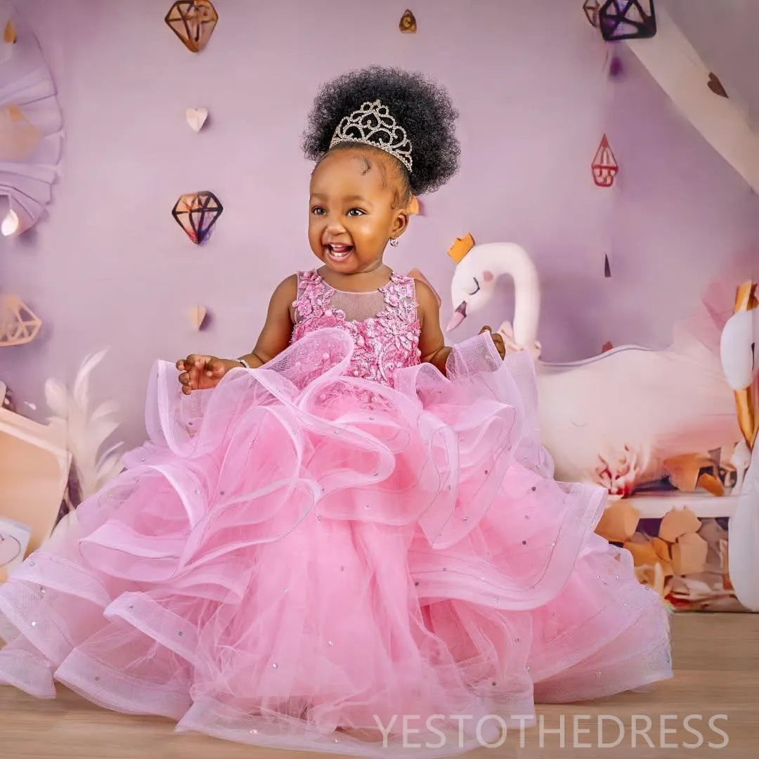 lace butterfly dress Lauren Elaine Rainbow Butterfly Bouquet Lace Ombré Flower Girl Dress Rainbow Butterflies on Softest Off White (Pictured) / 6 Girls main image 0