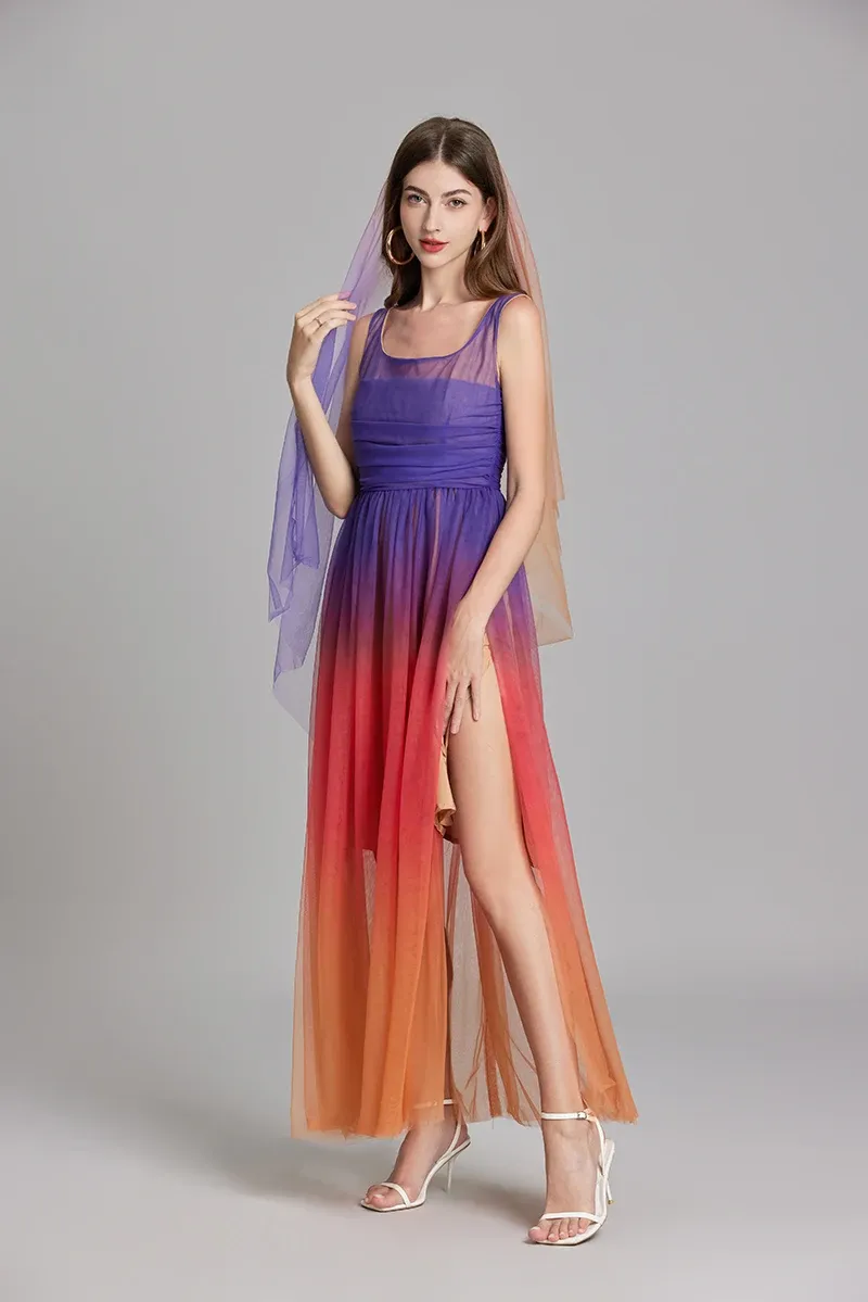 white christmas dresses Sharni Blue Ombre Chiffon Halter-Neck Maxi Dress – Club L London