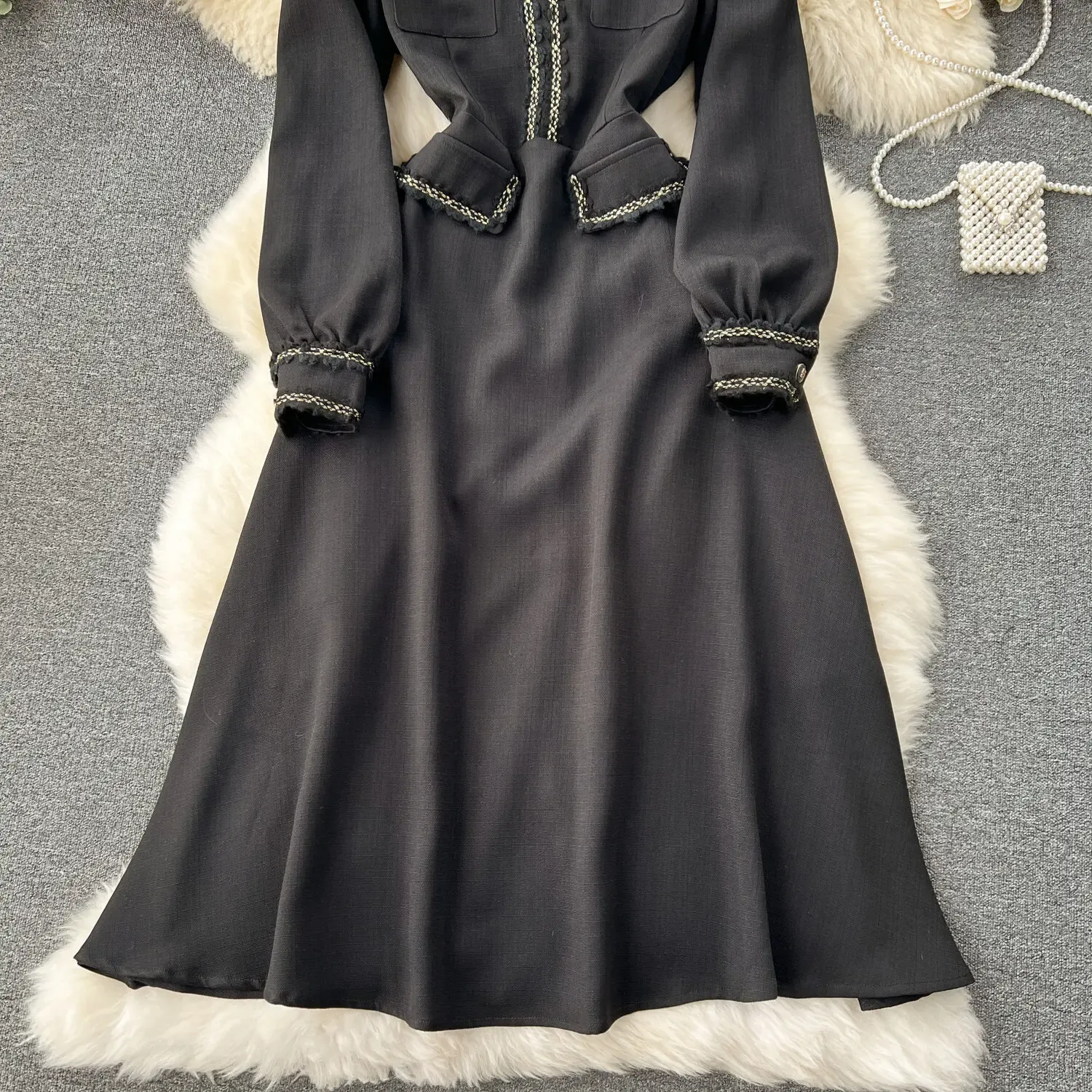 Herburn Style Long Sleeve Casual Floral Dress for Women