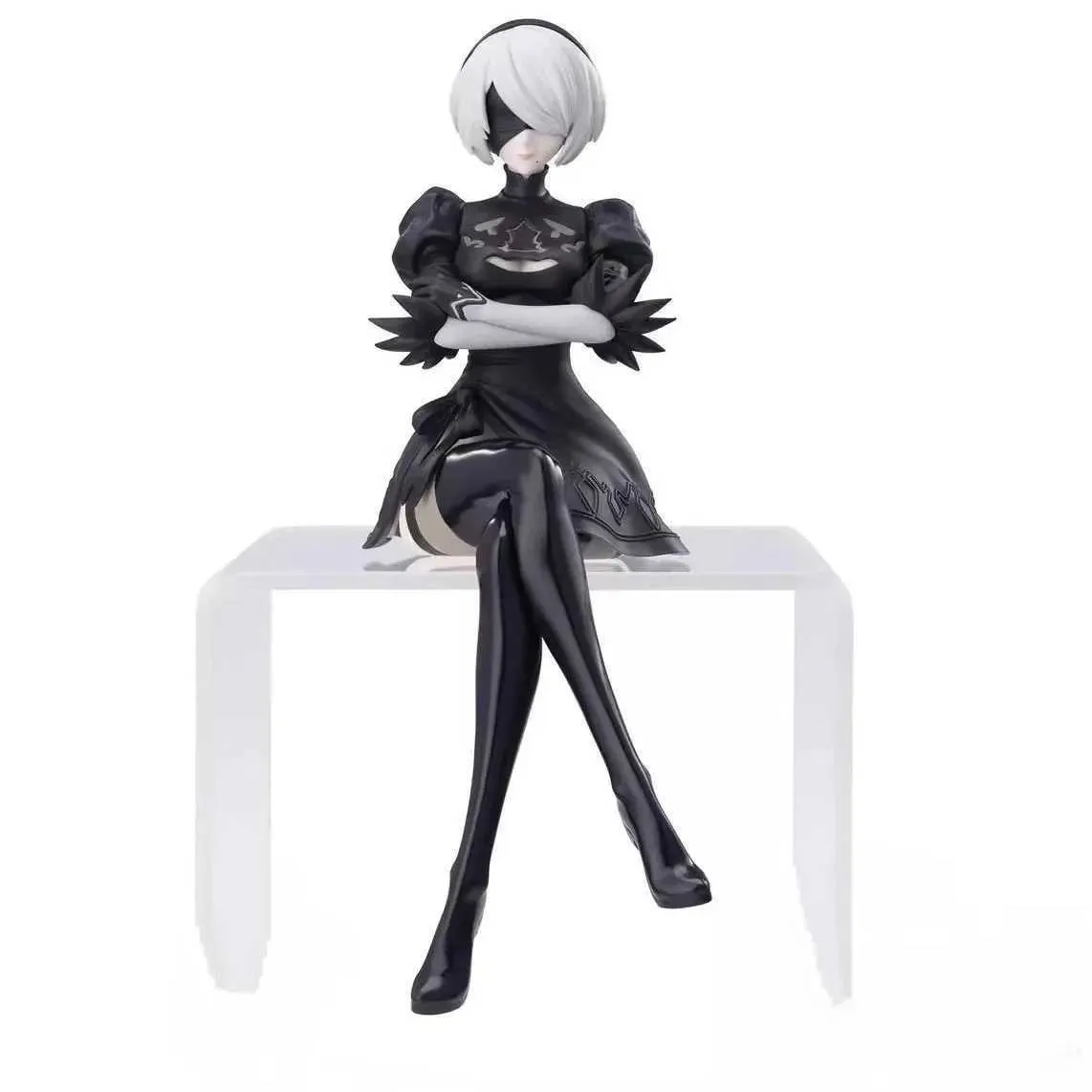 Lot 3 Figurines A2 2B 9S - Anime Nier Automata 15 Cm - Statues Assises En PVC, Décoration Bureau, Collection Cadeau Fan