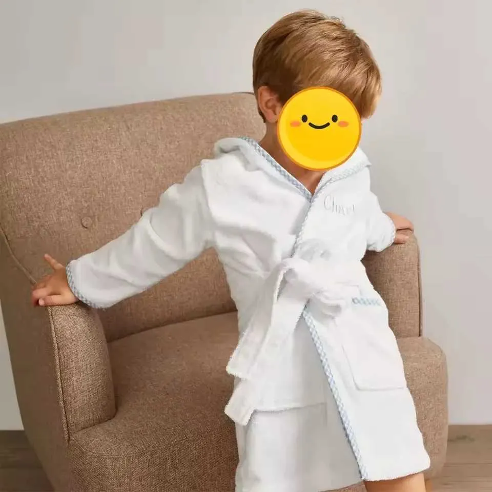 Musbala Kids Terry Cotton Hooded Bathrobes Soft Long Sleeve Dressing Gown  For Boys & Girls With Pink And Blue Trim From Happy_clothes_house, $5.89 |  DHgate.Com
