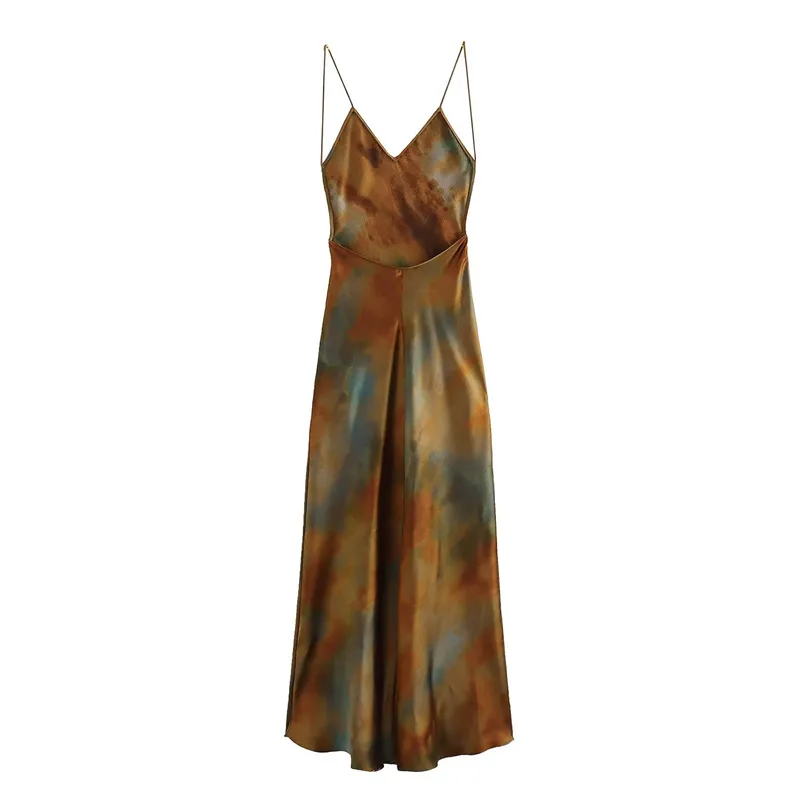 KEYANKETIAN Tie Dye Silk Satin Halter low back dress - Sexy & Slimming for Women, Ankle-Length & Formal