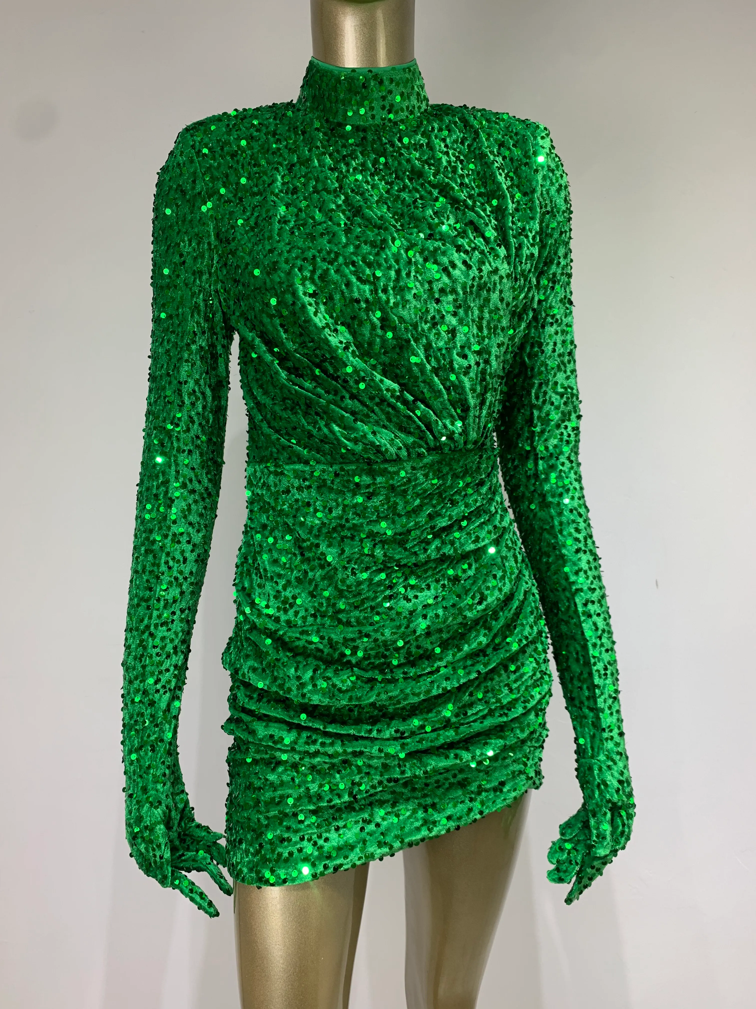 Elegant Sequin Bodycon Dress: Green Velvet Mini, Long Sleeve - Shop Now!  Perfect Party Night, Best Seller from Dhgate Basic & Casual Dresses - price  66.46