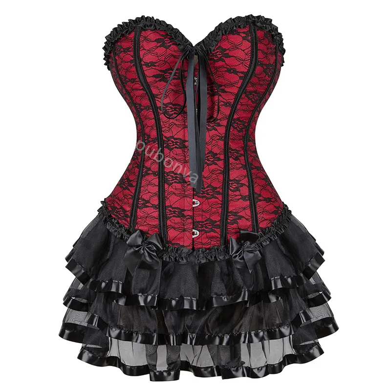 white christmas dresses Red Satin Black Handmade Sequins Women Overbust Corset Dress 9XL